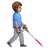 Man With White Cane Facing Right: Medium Skin Tone