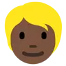 Person: Dark Skin Tone, Blond Hair Emoji 👱🏿 image - Twitter / X (Twemoji) style