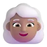 Woman: Medium Skin Tone, White Hair Emoji 👩🏽‍🦳 image - Microsoft 3D Fluent style
