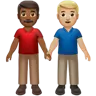 Men Holding Hands: Medium-Dark Skin Tone, Medium-Light Skin Tone Emoji 👨🏾‍🤝‍👨🏼 image - Apple style