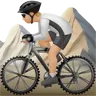 Person Mountain Biking: Medium-Light Skin Tone Emoji 🚵🏼 image - Apple style
