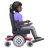 Woman In Motorized Wheelchair Facing Right: Dark Skin Tone