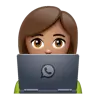 Woman Technologist: Medium Skin Tone Emoji 👩🏽‍💻 image - WhatsApp style