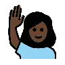 Woman Raising Hand: Dark Skin Tone Emoji 🙋🏿‍♀️ image - OpenMoji style