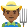 Man Farmer: Medium-Dark Skin Tone Emoji 👨🏾‍🌾 image - Google Noto Color style