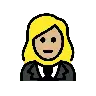 Woman In Tuxedo: Medium-Light Skin Tone Emoji 🤵🏼‍♀️ image - OpenMoji style