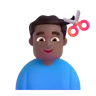 Man Getting Haircut: Medium-Dark Skin Tone Emoji 💇🏾‍♂️ image - Microsoft 3D Fluent style