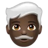 Man: Dark Skin Tone, White Hair Emoji 👨🏿‍🦳 image - WhatsApp style