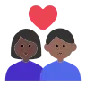 Couple With Heart: Woman, Man, Dark Skin Tone, Medium-Dark Skin Tone Emoji 👩🏿‍❤️‍👨🏾 image - Tossface style