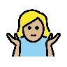 Woman Shrugging: Medium-Light Skin Tone Emoji 🤷🏼‍♀️ image - OpenMoji style