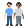 Men Holding Hands: Light Skin Tone, Medium-Dark Skin Tone Emoji 👨🏻‍🤝‍👨🏾 image - Tossface style