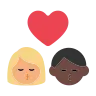Kiss: Woman, Man, Medium-Light Skin Tone, Dark Skin Tone Emoji 👩🏼‍❤️‍💋‍👨🏿 image - Tossface style