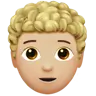 Person: Medium-Light Skin Tone, Curly Hair Emoji 🧑🏼‍🦱 image - Apple style