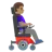 Woman In Motorized Wheelchair Facing Right: Medium Skin Tone
