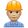 Man Construction Worker: Medium-Light Skin Tone Emoji 👷🏼‍♂️ image - WhatsApp style