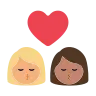 Kiss: Woman, Woman, Medium-Light Skin Tone, Medium Skin Tone Emoji 👩🏼‍❤️‍💋‍👩🏽 image - Tossface style