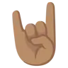 Sign Of The Horns: Medium Skin Tone Emoji 🤘🏽 image - Google Noto Color style