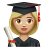 Woman Student: Medium-Light Skin Tone Emoji 👩🏼‍🎓 image - WhatsApp style