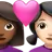 Couple With Heart: Woman, Woman, Medium-Dark Skin Tone, Light Skin Tone