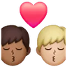 Kiss: Man, Man, Medium-Light Skin Tone, Medium-Dark Skin Tone Emoji 👨🏼‍❤️‍💋‍👨🏾 image - Samsung style