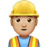 Man Construction Worker: Medium-Light Skin Tone Emoji 👷🏼‍♂️ image - Apple style