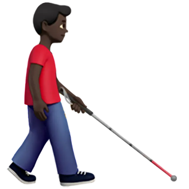 Man With White Cane Facing Right: Dark Skin Tone
