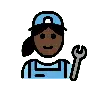 Woman Mechanic: Dark Skin Tone Emoji 👩🏿‍🔧 image - OpenMoji style