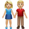 Woman And Man Holding Hands: Medium-Light Skin Tone Emoji 👫🏼 image - Apple style