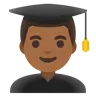 Man Student: Medium-Dark Skin Tone Emoji 👨🏾‍🎓 image - Google Noto Color style