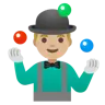 Man Juggling: Medium-Light Skin Tone Emoji 🤹🏼‍♂️ image - Google Noto Color style