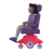 Woman In Motorized Wheelchair: Medium-Dark Skin Tone