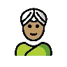 Woman Wearing Turban: Medium Skin Tone Emoji 👳🏽‍♀️ image - OpenMoji style