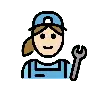 Woman Mechanic: Light Skin Tone Emoji 👩🏻‍🔧 image - OpenMoji style