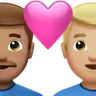 Couple With Heart: Man, Man, Medium Skin Tone, Medium-Light Skin Tone Emoji 👨🏽‍❤️‍👨🏼 image - Apple style