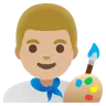 Man Artist: Medium-Light Skin Tone Emoji 👨🏼‍🎨 image - Google Noto Color style