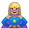 Woman Superhero: Medium-Light Skin Tone Emoji 🦸🏼‍♀️ image - Samsung style