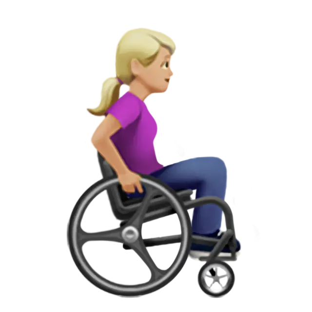 Woman In Manual Wheelchair Facing Right: Medium-Light Skin Tone