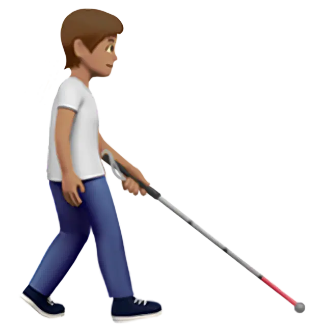 Person With White Cane Facing Right: Medium Skin Tone