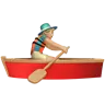 Man Rowing Boat: Medium-Light Skin Tone Emoji 🚣🏼‍♂️ image - Apple style