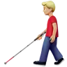 Man With White Cane: Medium-Light Skin Tone Emoji 👨🏼‍🦯 image - Apple style