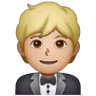 Person In Tuxedo: Medium-Light Skin Tone Emoji 🤵🏼 image - Samsung style