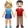 Woman And Man Holding Hands: Medium-Light Skin Tone, Light Skin Tone Emoji 👩🏼‍🤝‍👨🏻 image - Apple style