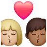 Kiss: Woman, Man, Medium-Light Skin Tone, Medium-Dark Skin Tone Emoji 👩🏼‍❤️‍💋‍👨🏾 image - Samsung style