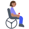 Woman In Motorized Wheelchair: Medium Skin Tone Emoji 👩🏽‍🦼 image - Tossface style