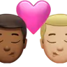 Kiss: Man, Man, Medium-Dark Skin Tone, Medium-Light Skin Tone Emoji 👨🏾‍❤️‍💋‍👨🏼 image - Apple style