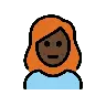 Woman: Dark Skin Tone, Red Hair Emoji 👩🏿‍🦰 image - OpenMoji style