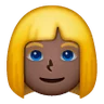 Woman: Dark Skin Tone, Blond Hair Emoji 👱🏿‍♀️ image - Samsung style