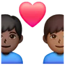 Couple With Heart: Man, Man, Dark Skin Tone, Medium-Dark Skin Tone Emoji 👨🏿‍❤️‍👨🏾 image - Samsung style