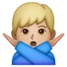 Man Gesturing No: Medium-Light Skin Tone Emoji 🙅🏼‍♂️ image - Samsung style