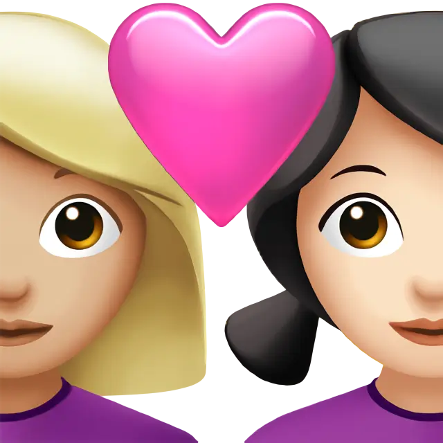 Couple With Heart: Woman, Woman, Medium-Light Skin Tone, Light Skin Tone